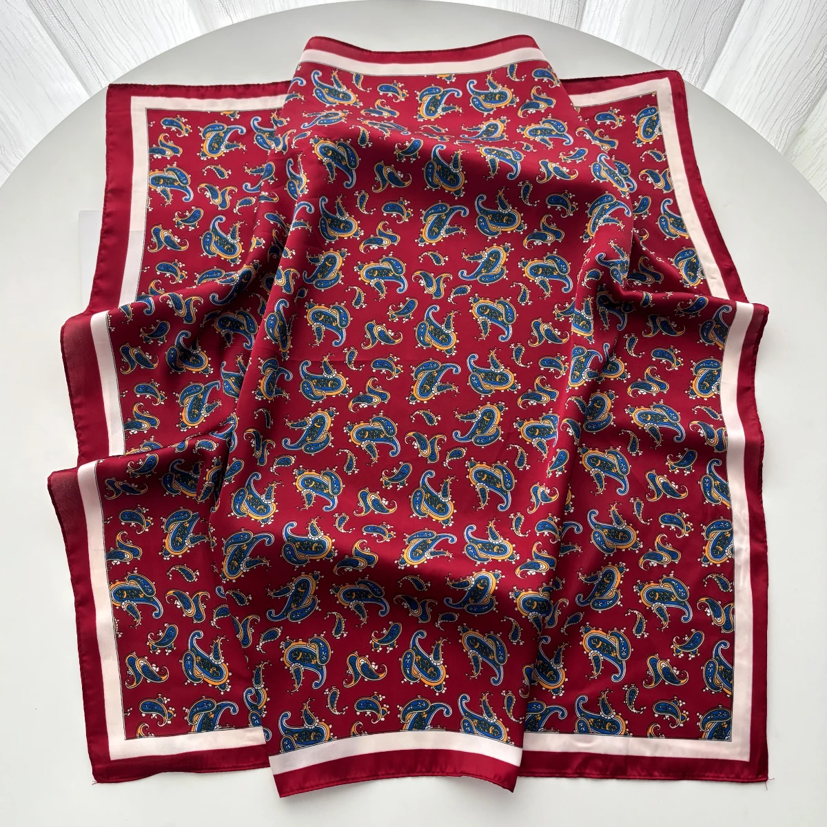 Luxury Paisley Print Scarf Women Silk Imitation Neck Scarves Foulard Bandana Hijab Hairbands Square Shawls Wraps