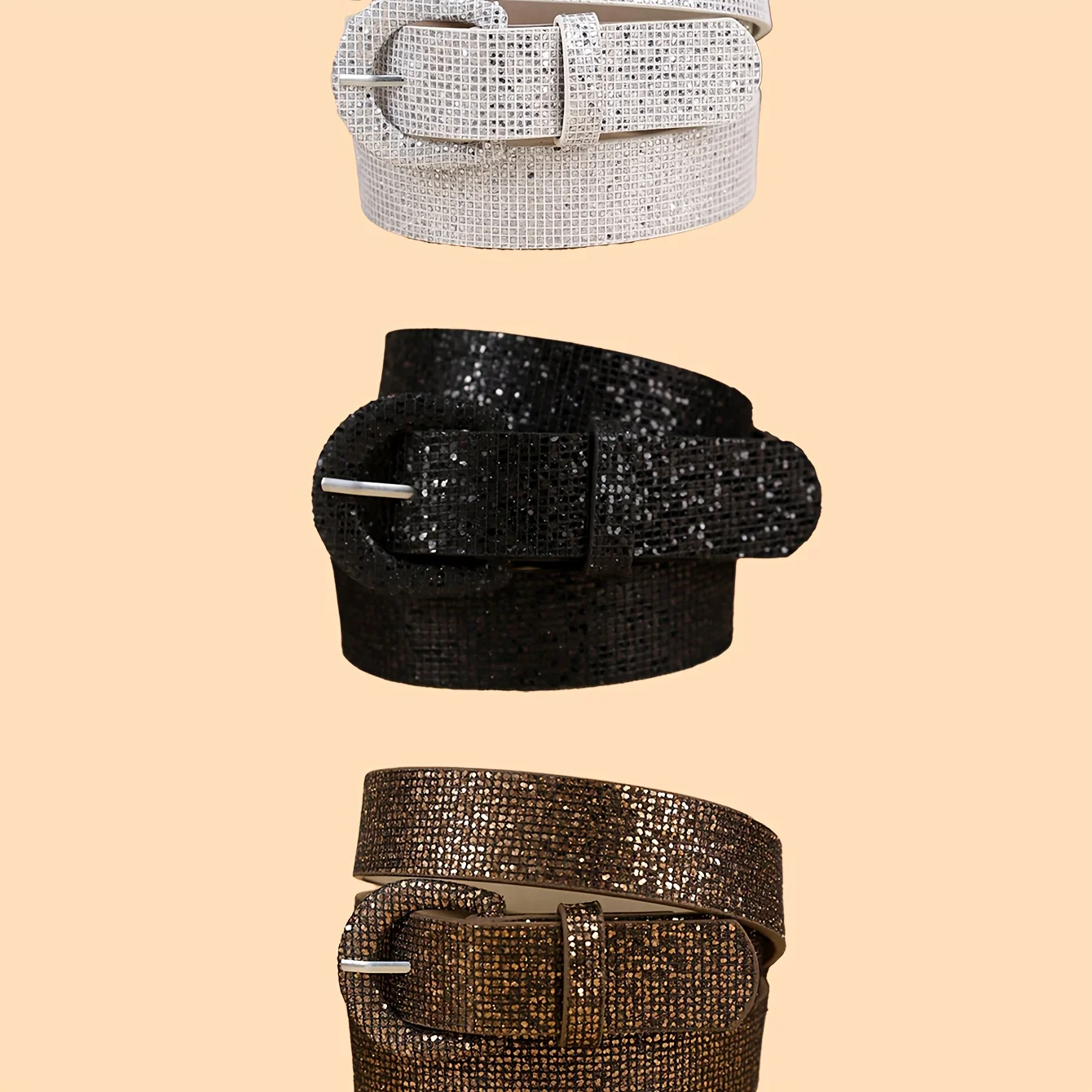 1/3PC women's belt sequin fashion simple matching dress pants suitable for daily travel and play