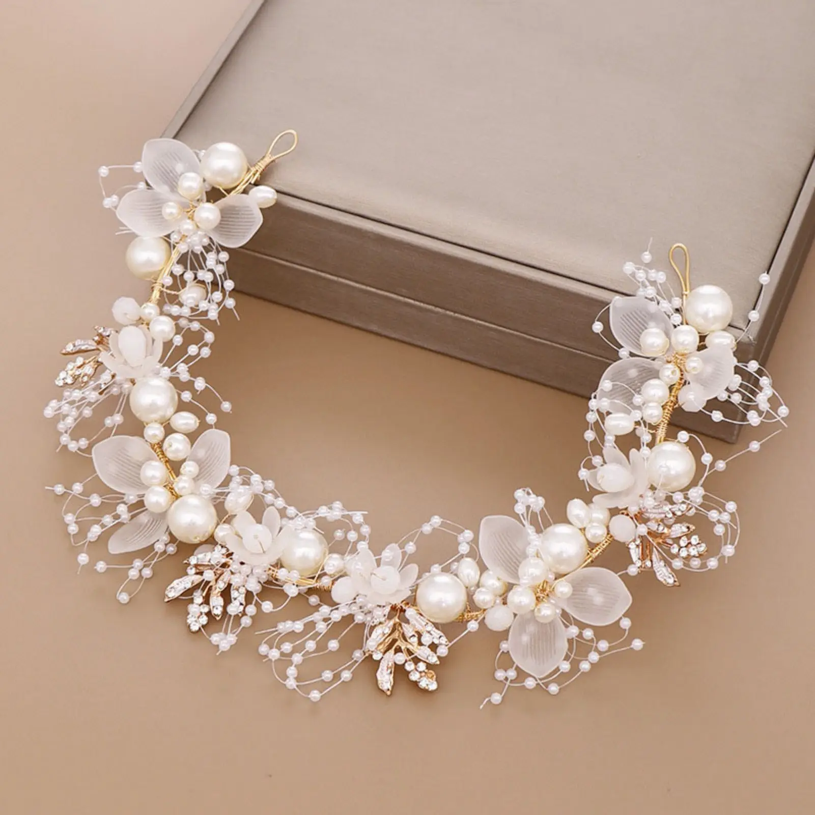 Pearl Flower Headband Bridal Headdress Girls Wedding Crown Fashion Headdress Tiaras Crowns Crystal Headpiece Hair Accessories