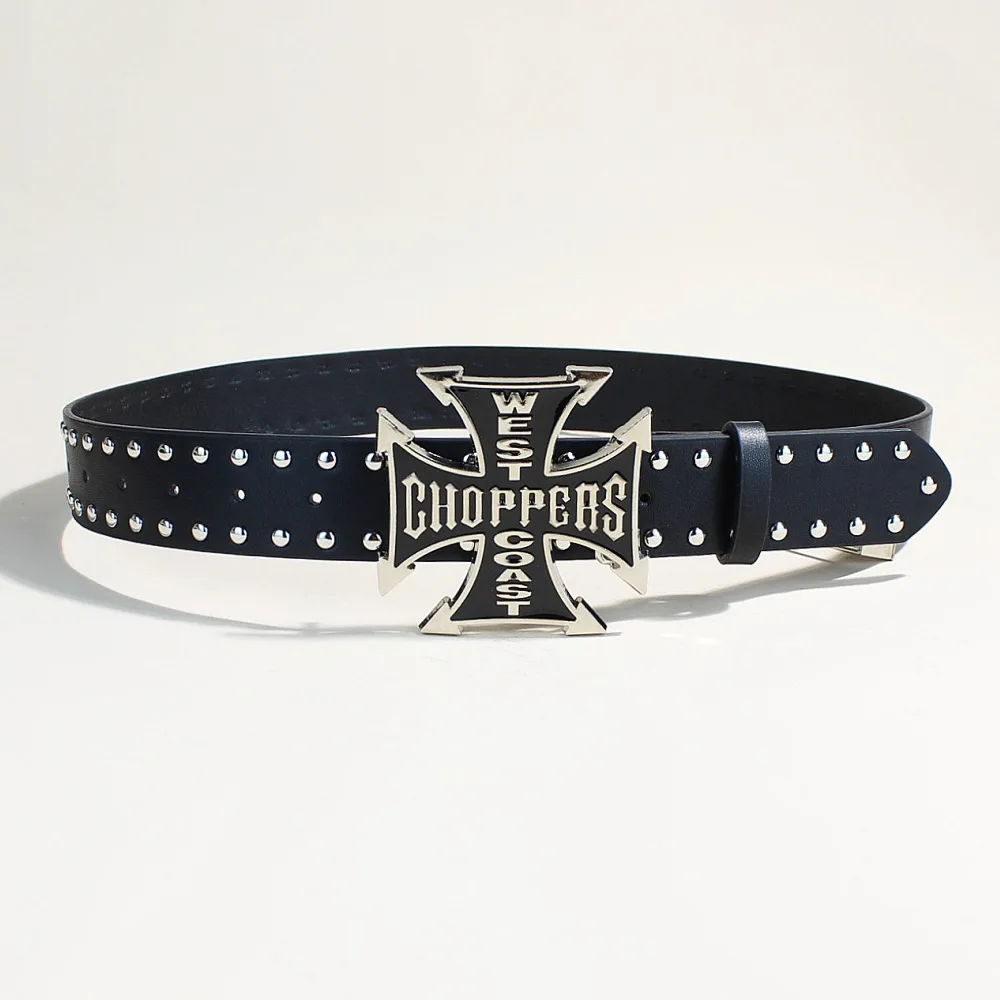 Unisex Luxury Desiner Brands Women Studded Belt Heart and Cross Metal Punk Rock Style Y2K Rivet wide Leather Belts for Jeans 