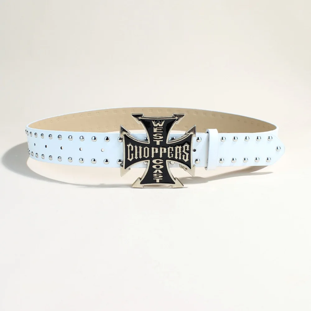 Unisex Luxury Desiner Brands Women Studded Belt Heart and Cross Metal Punk Rock Style Y2K Rivet wide Leather Belts for Jeans 