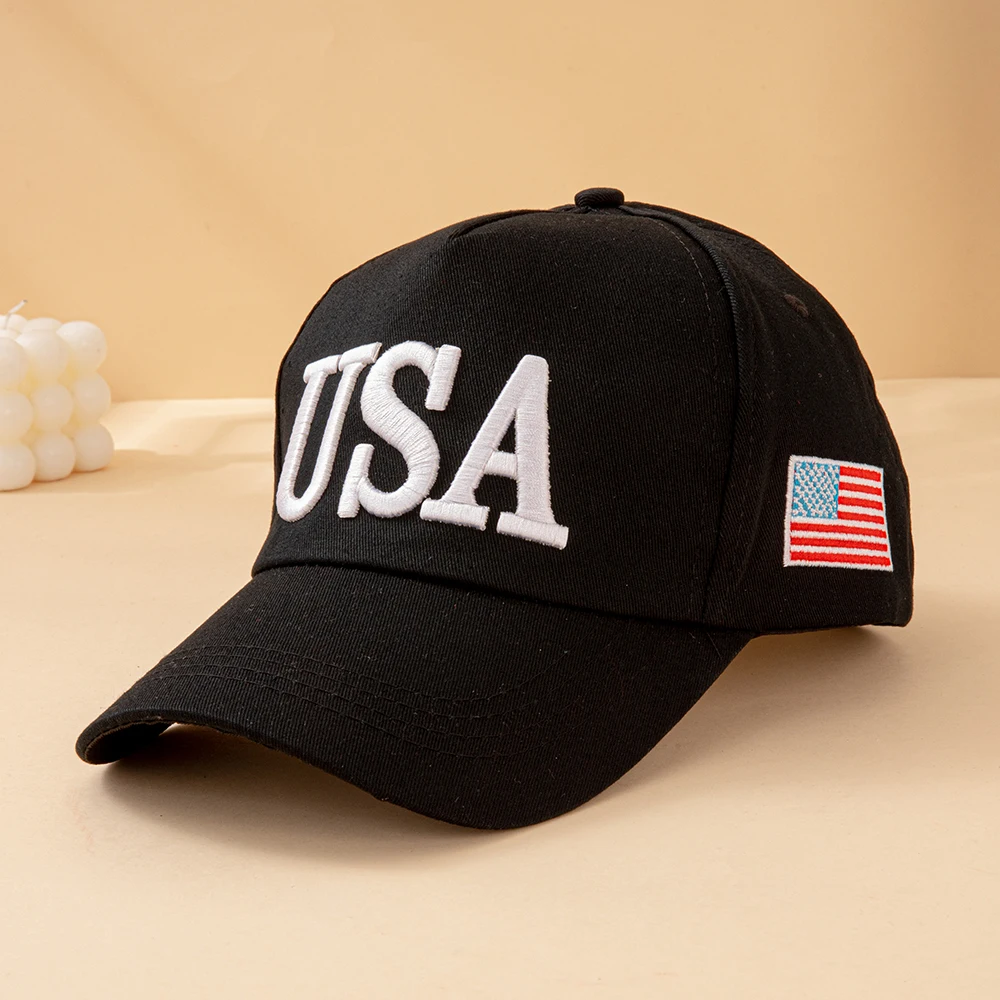 Fashion USA Letter Embroidered Baseball Cap Men Women American Flag Patch Adjustable Patriotic Dad Hat for Outdoor Casual Daily