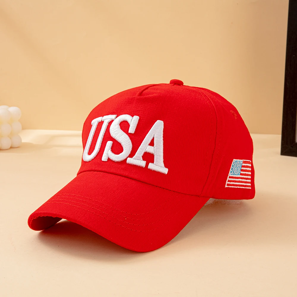 Fashion USA Letter Embroidered Baseball Cap Men Women American Flag Patch Adjustable Patriotic Dad Hat for Outdoor Casual Daily