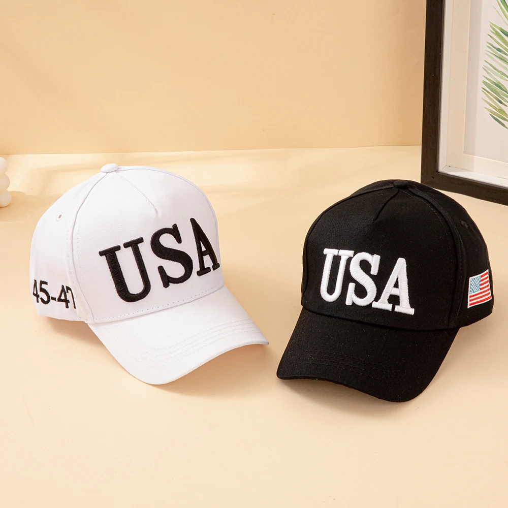 Fashion USA Letter Embroidered Baseball Cap Men Women American Flag Patch Adjustable Patriotic Dad Hat for Outdoor Casual Daily