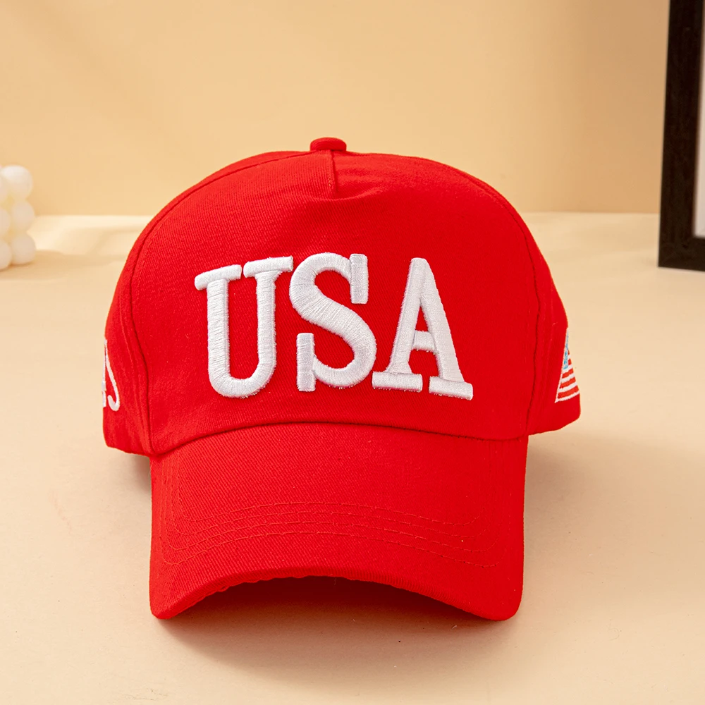 Fashion USA Letter Embroidered Baseball Cap Men Women American Flag Patch Adjustable Patriotic Dad Hat for Outdoor Casual Daily
