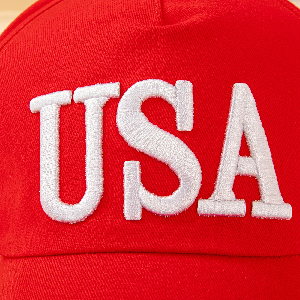 Fashion USA Letter Embroidered Baseball Cap Men Women American Flag Patch Adjustable Patriotic Dad Hat for Outdoor Casual Daily