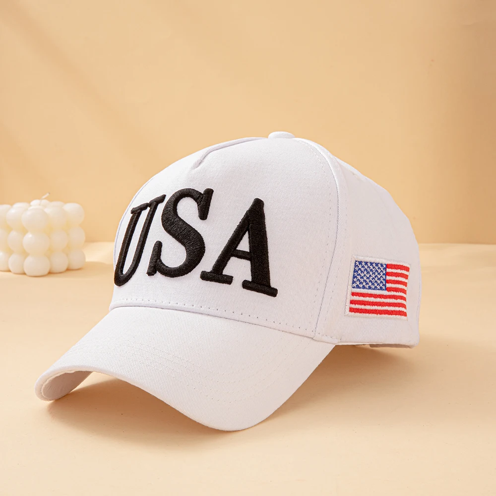 Fashion USA Letter Embroidered Baseball Cap Men Women American Flag Patch Adjustable Patriotic Dad Hat for Outdoor Casual Daily