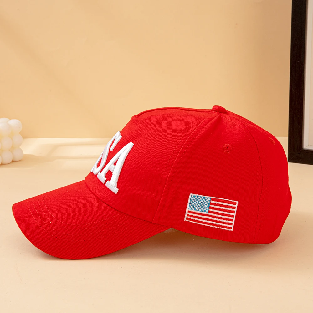 Fashion USA Letter Embroidered Baseball Cap Men Women American Flag Patch Adjustable Patriotic Dad Hat for Outdoor Casual Daily