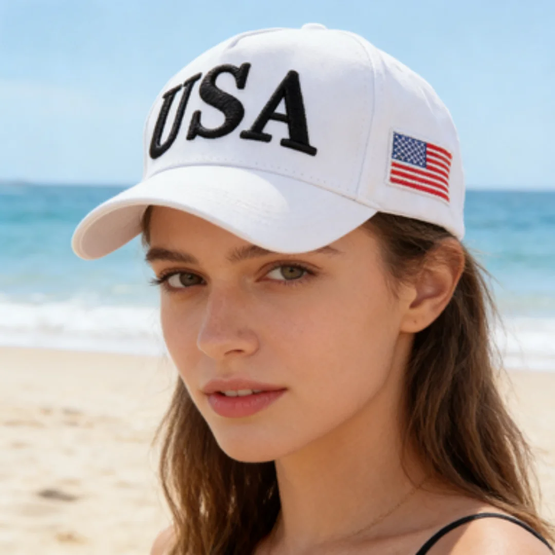 Fashion USA Letter Embroidered Baseball Cap Men Women American Flag Patch Adjustable Patriotic Dad Hat for Outdoor Casual Daily