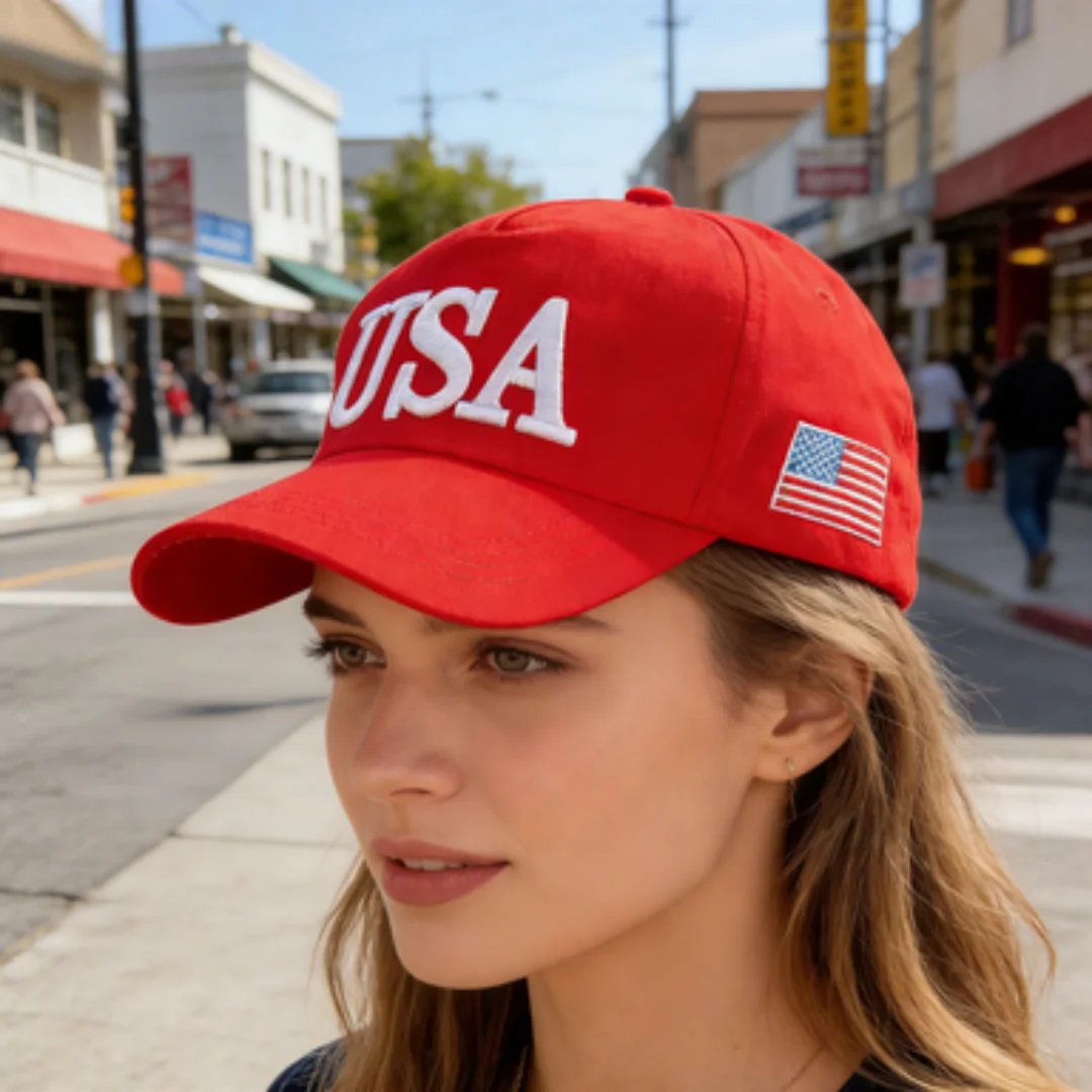 Fashion USA Letter Embroidered Baseball Cap Men Women American Flag Patch Adjustable Patriotic Dad Hat for Outdoor Casual Daily