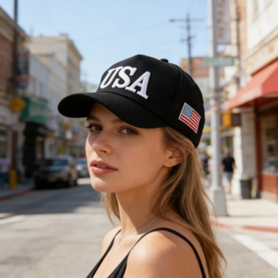 Fashion USA Letter Embroidered Baseball Cap Men Women American Flag Patch Adjustable Patriotic Dad Hat for Outdoor Casual Daily