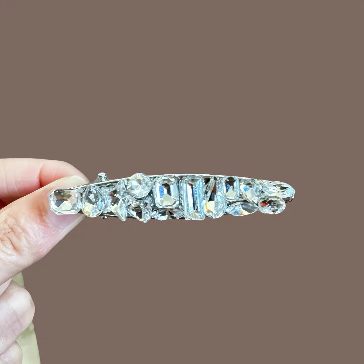 Luxury Full Crystal Rhinestone Hair Clip For Women Sparkly Alloy Duck Bill Clip Wedding Party Hair Accessories Girls Barrette