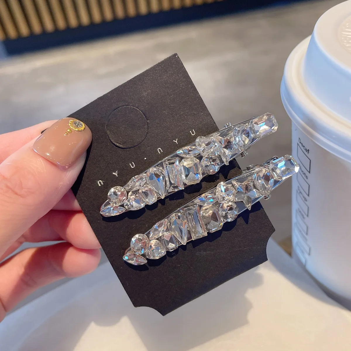 Luxury Full Crystal Rhinestone Hair Clip For Women Sparkly Alloy Duck Bill Clip Wedding Party Hair Accessories Girls Barrette