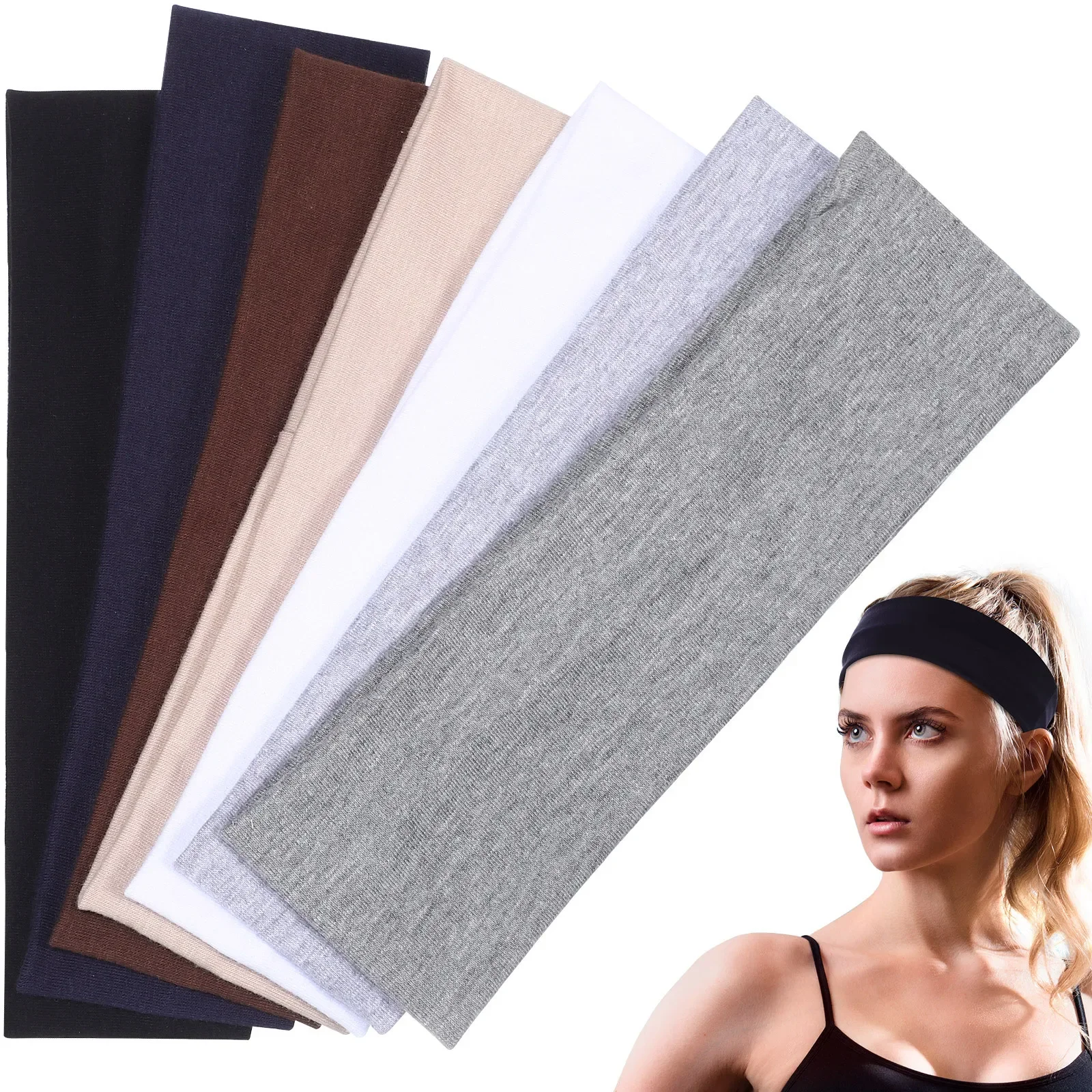7PCS Elastic Sports Headbands For Women Stretchy Candy-Colored Hairbands Fashion Sweatbands Fitness Yoga Running Cycling 2025