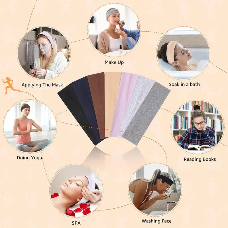 7PCS Elastic Sports Headbands For Women Stretchy Candy-Colored Hairbands Fashion Sweatbands Fitness Yoga Running Cycling 2025