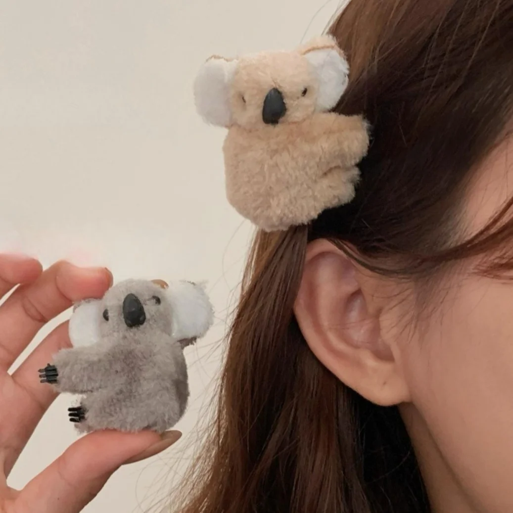 10-20pcs Plush Koala Hair Clips, Cute and Playful Style, Suitable for Daily Flyaway Control / Half-up Hairstyles for Girls / Gif