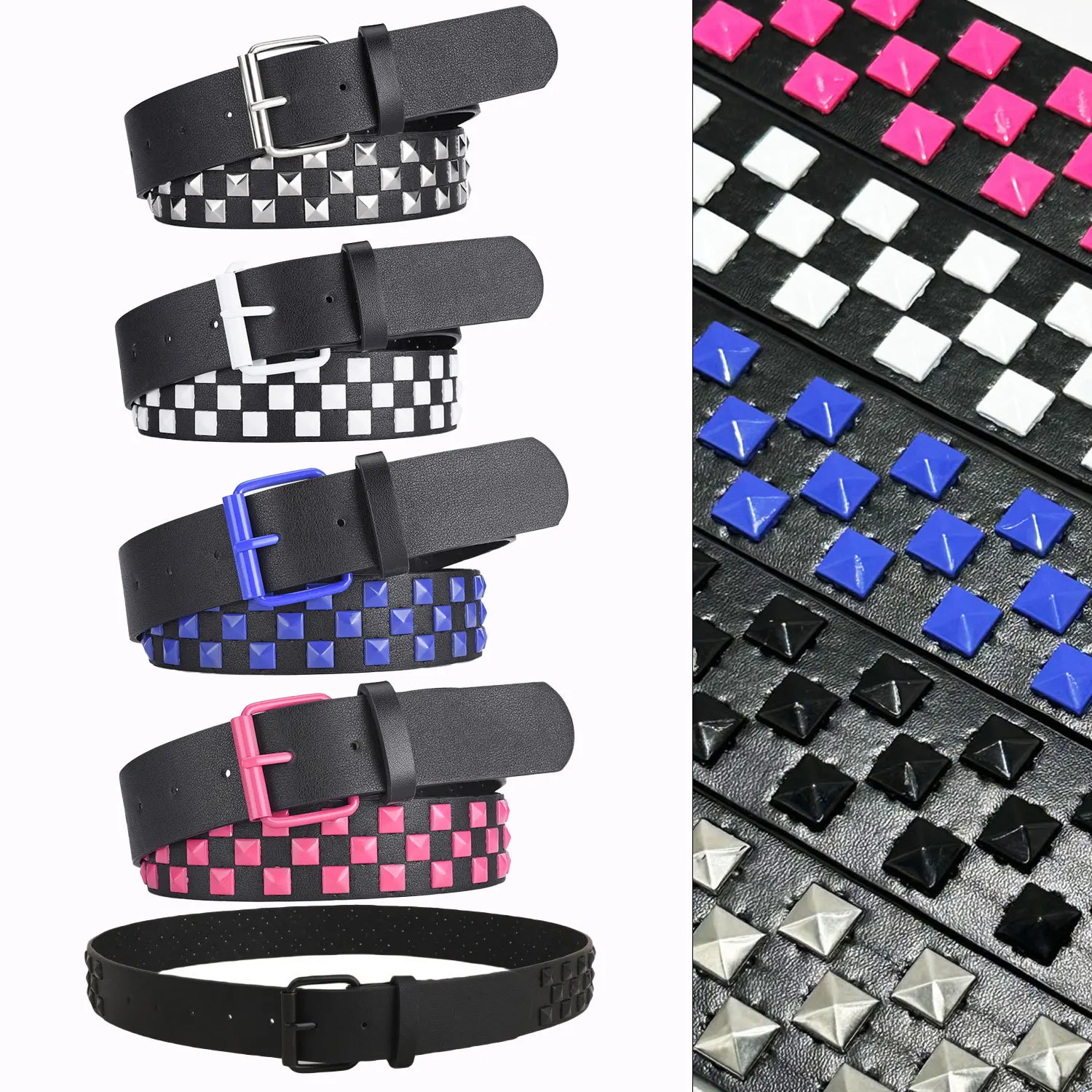 1Pcs European and American Punk Rock Jeans Waist Belt Ladies Colorful Rivet Waist Belt Unisex Y2K Style Heavy Metal Waist Belt
