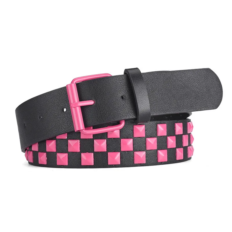 1Pcs European and American Punk Rock Jeans Waist Belt Ladies Colorful Rivet Waist Belt Unisex Y2K Style Heavy Metal Waist Belt