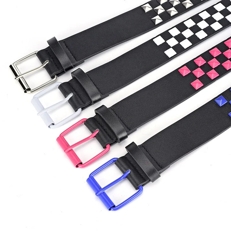 1Pcs European and American Punk Rock Jeans Waist Belt Ladies Colorful Rivet Waist Belt Unisex Y2K Style Heavy Metal Waist Belt