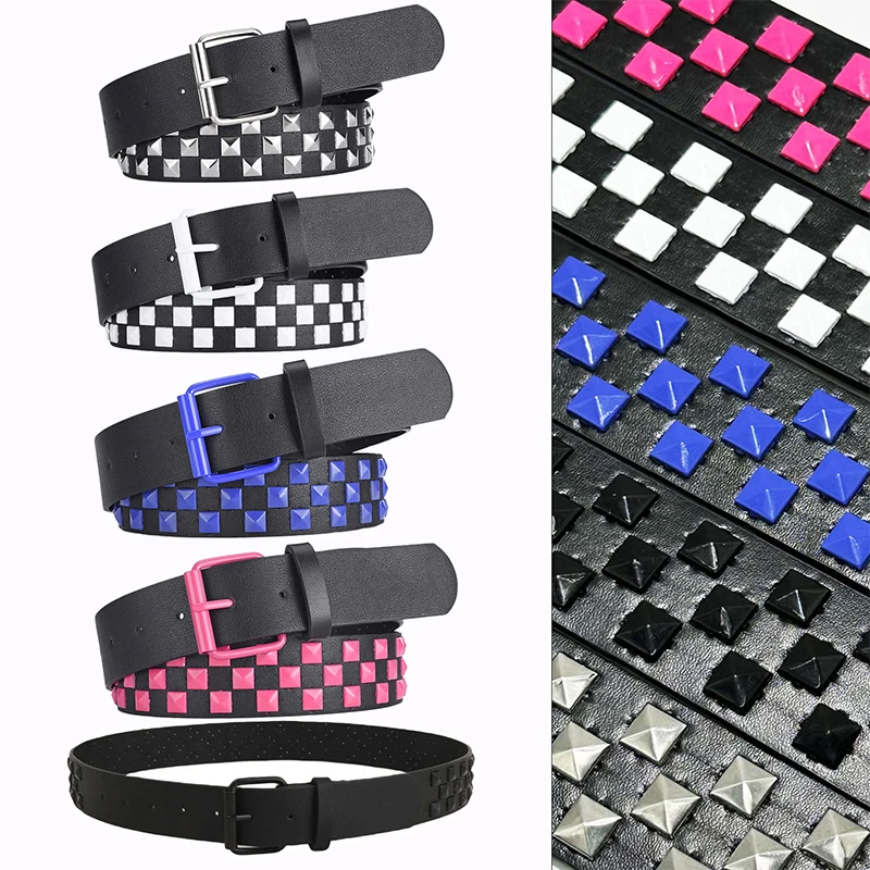 1Pcs European and American Punk Rock Jeans Waist Belt Ladies Colorful Rivet Waist Belt Unisex Y2K Style Heavy Metal Waist Belt