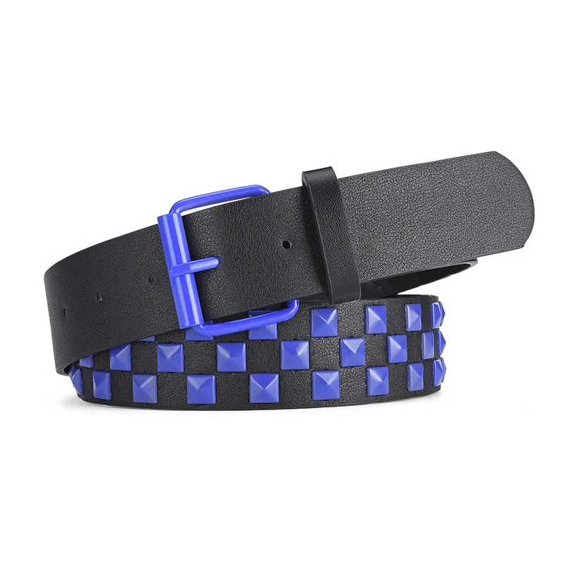 1Pcs European and American Punk Rock Jeans Waist Belt Ladies Colorful Rivet Waist Belt Unisex Y2K Style Heavy Metal Waist Belt