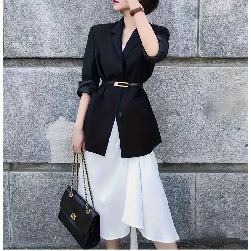 Women's Genuine Leather Belt Fashion Cowhide Waist Strap with Smooth Buckle Versatile Dress Decor Belt for Casual Formal Outfits