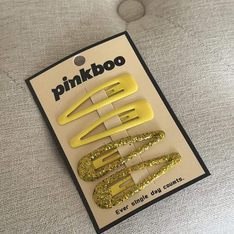 Korean style water drop barrettes bright pink hair clips for girls children bangs side hairpin