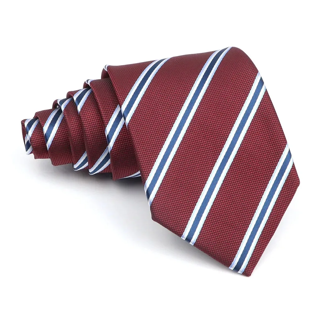 Men's Polyester 8cm Ties Vintage Navy Blue Striped Paisley Pattern Jacquard Weave Necktie Business Wedding Party Accessory Gift
