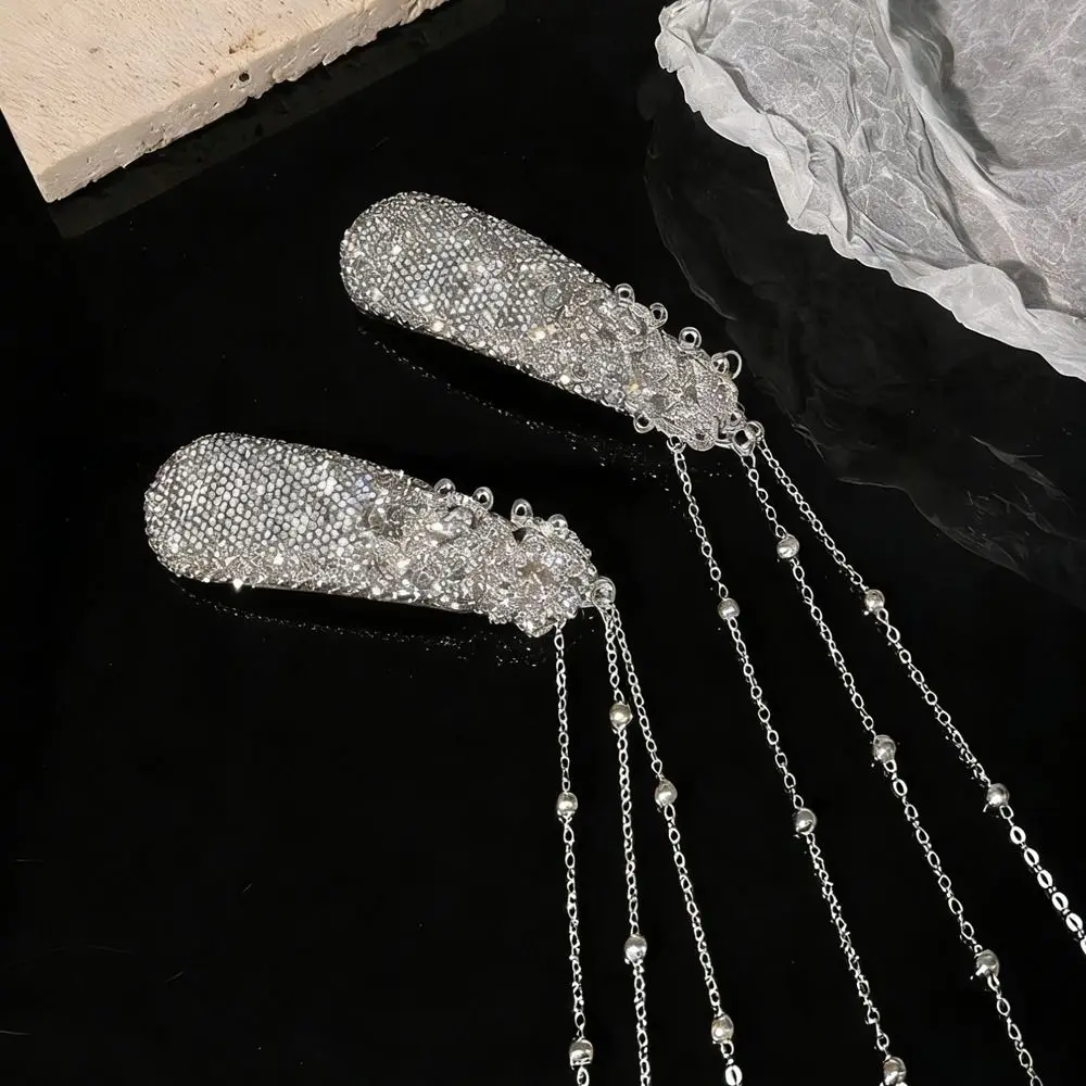 1Pcs/1Pair Retro Tassel Hair Clip Long Tassel Ethnic Style Rhinestone Hairpin Niche Unique Design Waterfall Fringe Hairclip
