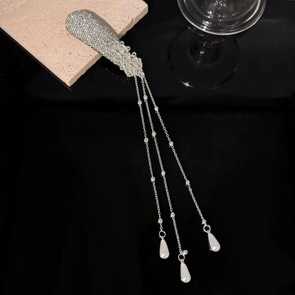 1Pcs/1Pair Retro Tassel Hair Clip Long Tassel Ethnic Style Rhinestone Hairpin Niche Unique Design Waterfall Fringe Hairclip