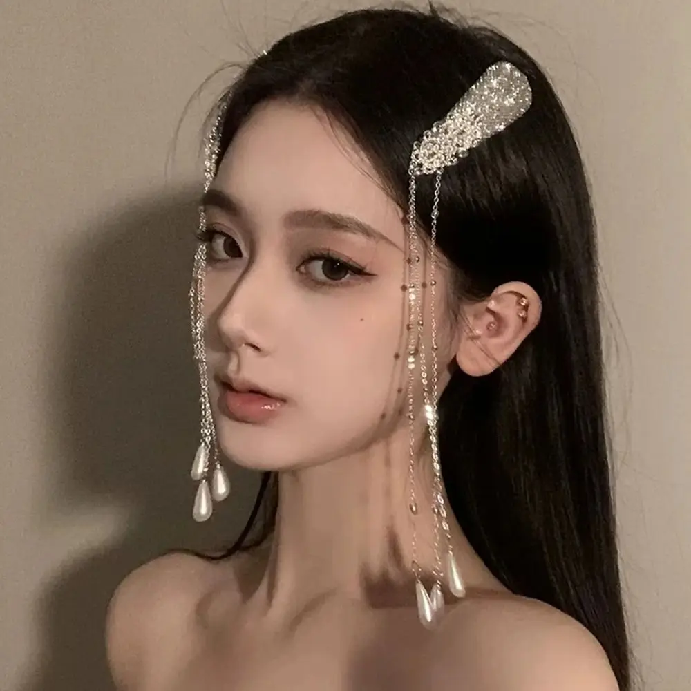 1Pcs/1Pair Retro Tassel Hair Clip Long Tassel Ethnic Style Rhinestone Hairpin Niche Unique Design Waterfall Fringe Hairclip