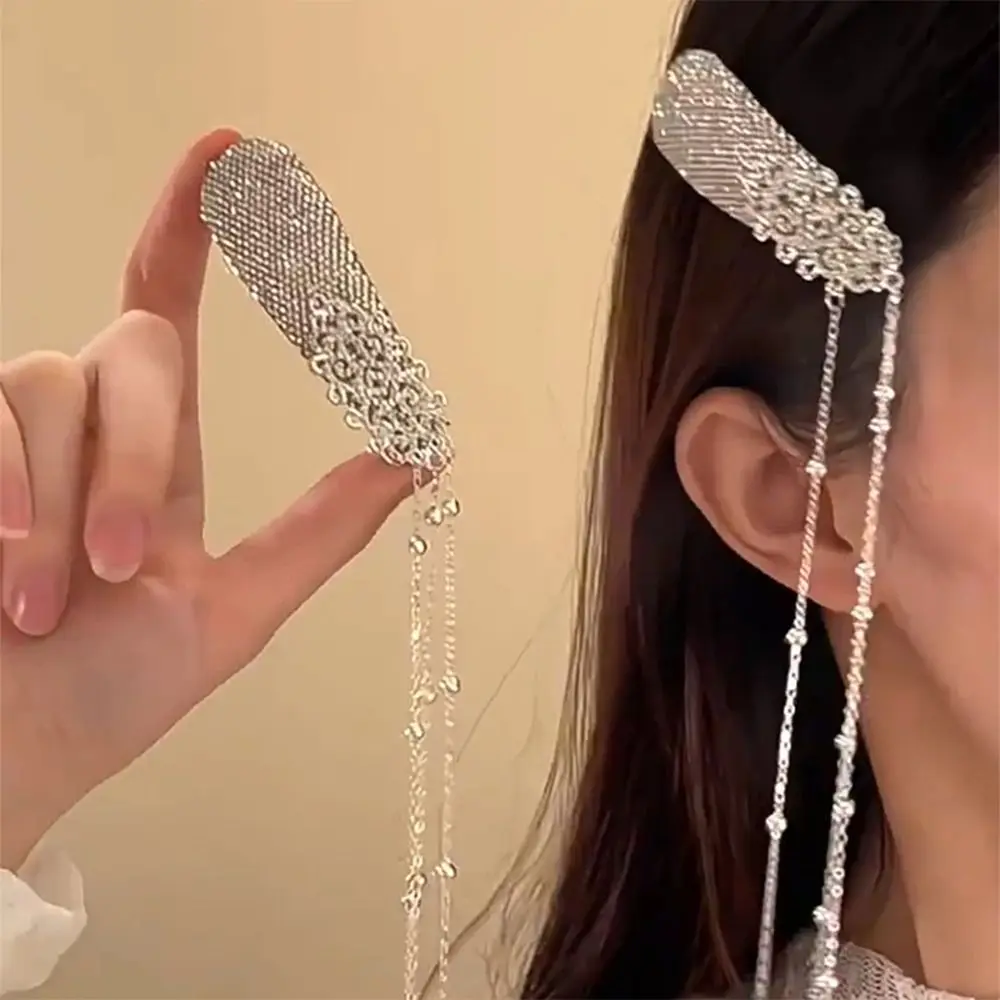 1Pcs/1Pair Retro Tassel Hair Clip Long Tassel Ethnic Style Rhinestone Hairpin Niche Unique Design Waterfall Fringe Hairclip