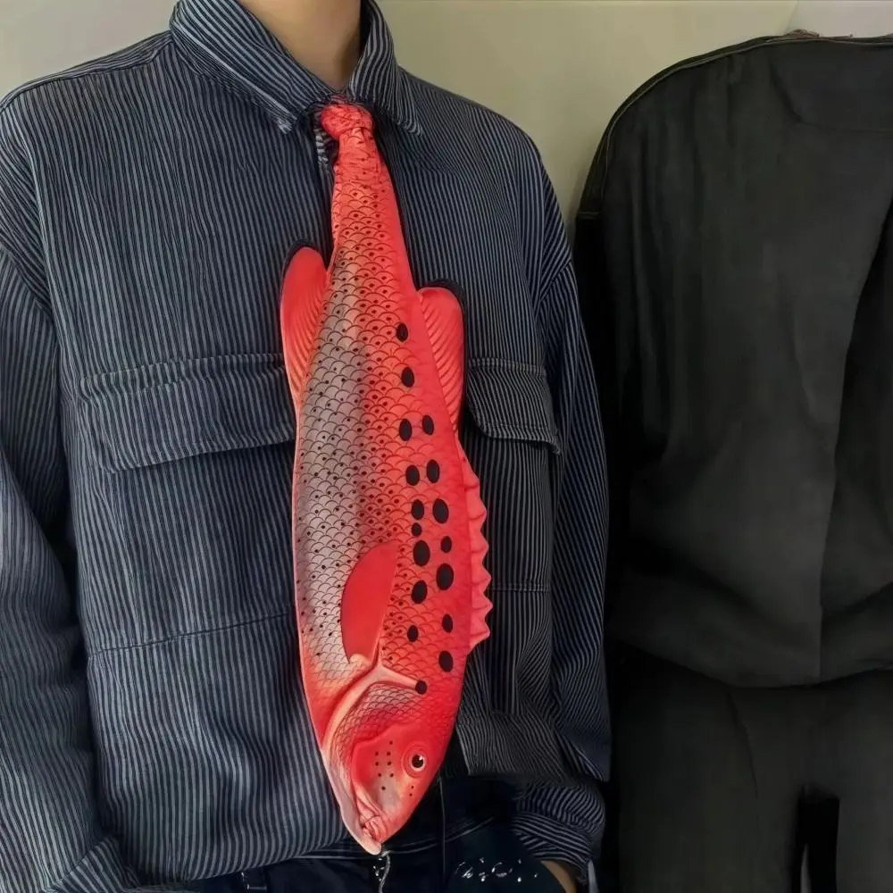 3D Fish Fish-shaped Men's Tie Animal Pattern Lifelike Kitten Necktie Satin Fabric Novelty Creative Neck Tie For Party Wedding