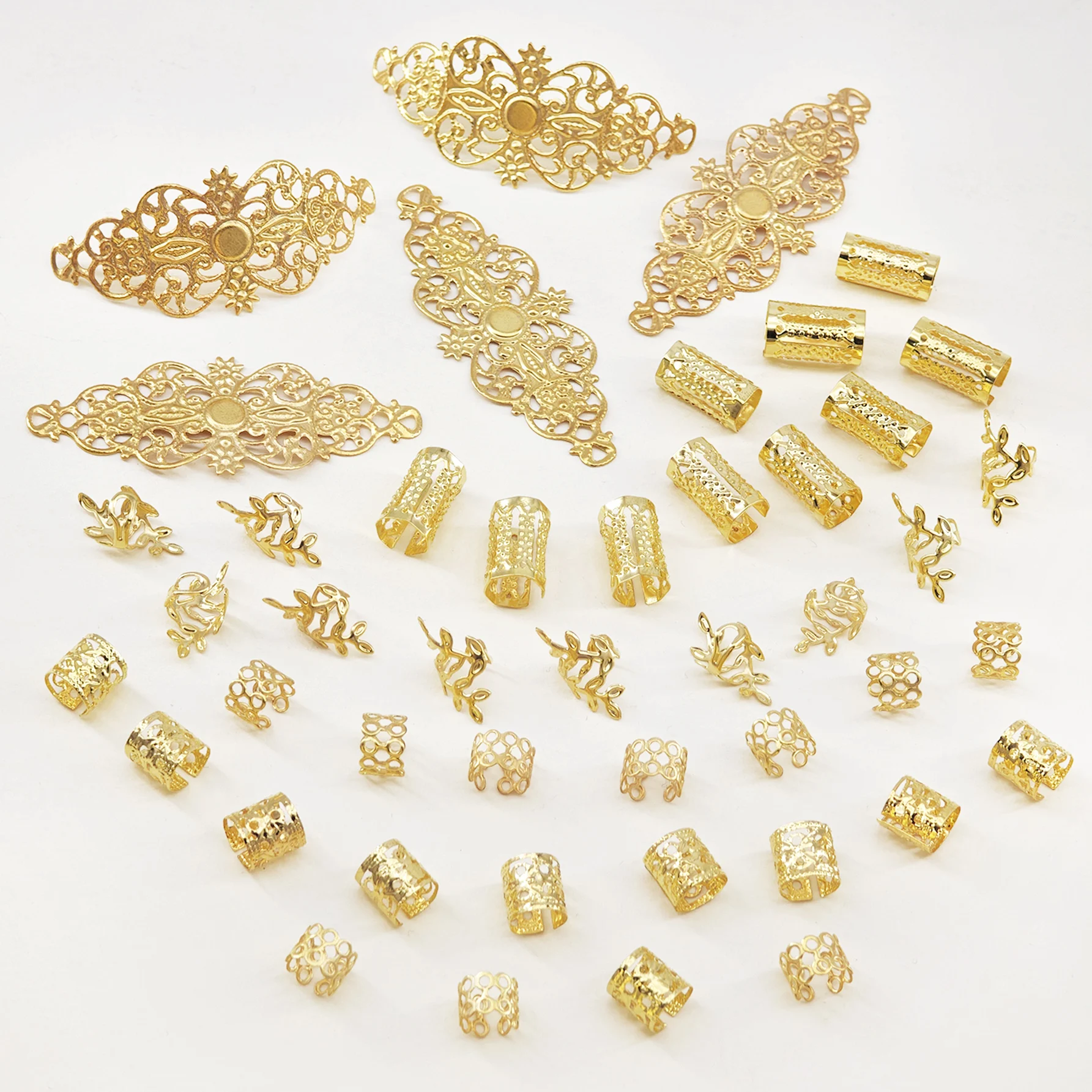 45pcs Hollow Hair Rings-Large Openwork Adjustable Alloy Hair Cuffs, Artistic Boho Jewelry for Men & Women's Dreadlocks & Braids