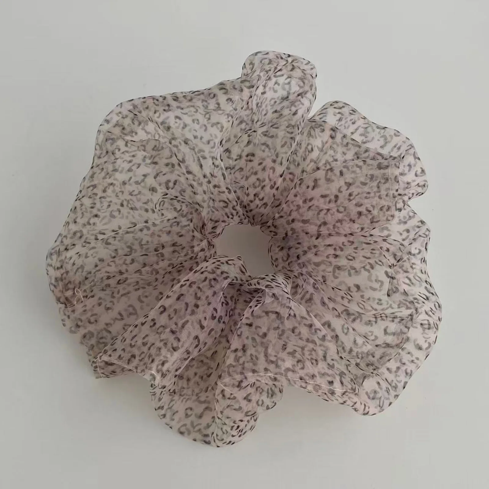 Ins Leopard Print Mesh Scrunchies, Large Sweet Cool Hair Ties, Japanese Korean Fashion Ponytail Hair Accessories For Women Daily
