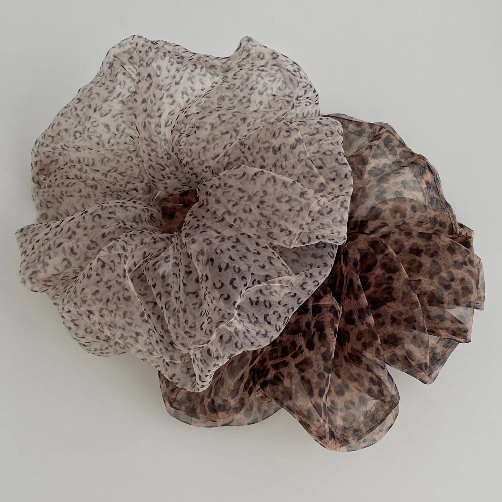 Ins Leopard Print Mesh Scrunchies, Large Sweet Cool Hair Ties, Japanese Korean Fashion Ponytail Hair Accessories For Women Daily