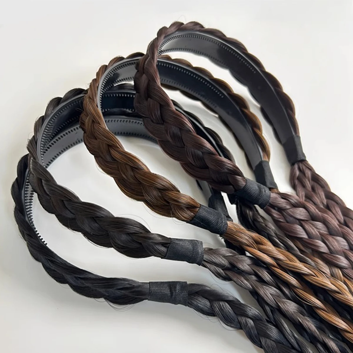Braided Ponytail Hairpiece Elastic Bun Loop Easy Wear Synthetic Ponytail Adjustable With Double Braids Elastic Band