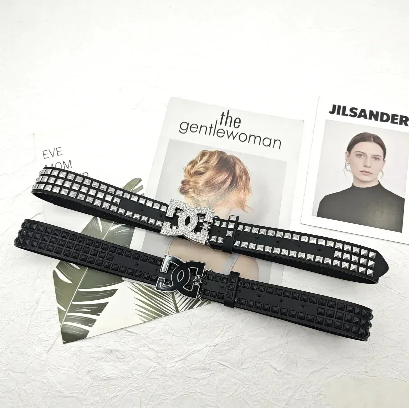 Y2K Luxury Punk Belt for Men and Women - Rivet Design in Black and Silver, High End, Fashionable,and Versatile with Metal Buckle