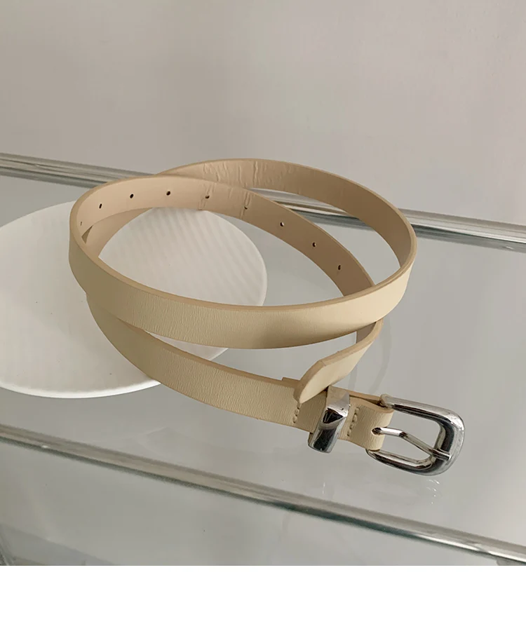 Korean Style Thin WaistBelt For Women Niche Minimalist Belt For Skirts And Jeans Decorative Waist-Cinching Leather Belt