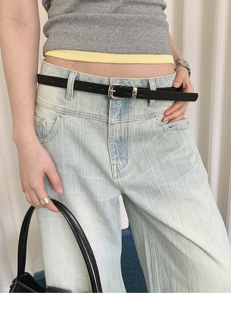 Korean Style Thin WaistBelt For Women Niche Minimalist Belt For Skirts And Jeans Decorative Waist-Cinching Leather Belt