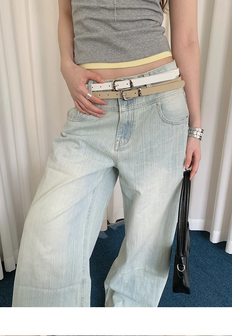 Korean Style Thin WaistBelt For Women Niche Minimalist Belt For Skirts And Jeans Decorative Waist-Cinching Leather Belt