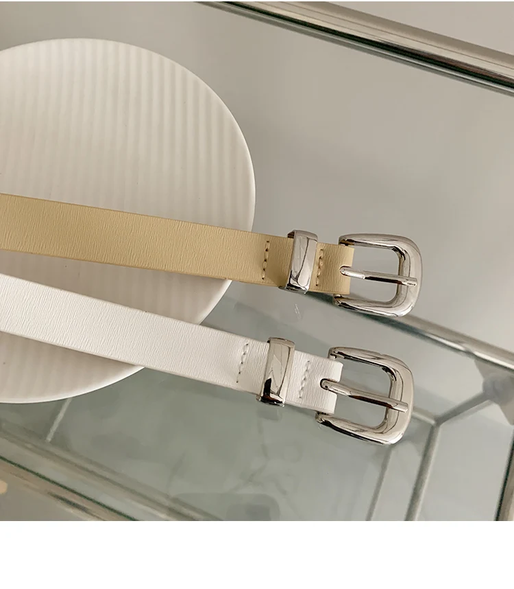 Korean Style Thin WaistBelt For Women Niche Minimalist Belt For Skirts And Jeans Decorative Waist-Cinching Leather Belt