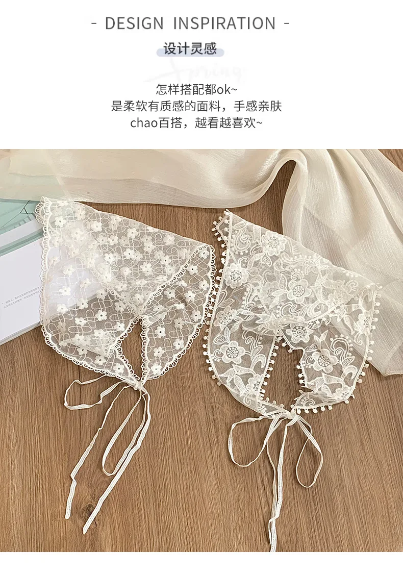 Lace Scarf Multifunctional French Headband Hair Band Triangle Shawl Waist Belt Corset Rustic Spring Style Soft Premium for Women