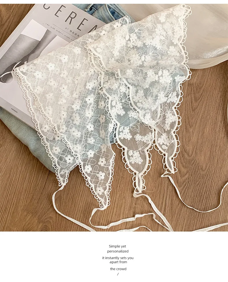 Lace Scarf Multifunctional French Headband Hair Band Triangle Shawl Waist Belt Corset Rustic Spring Style Soft Premium for Women