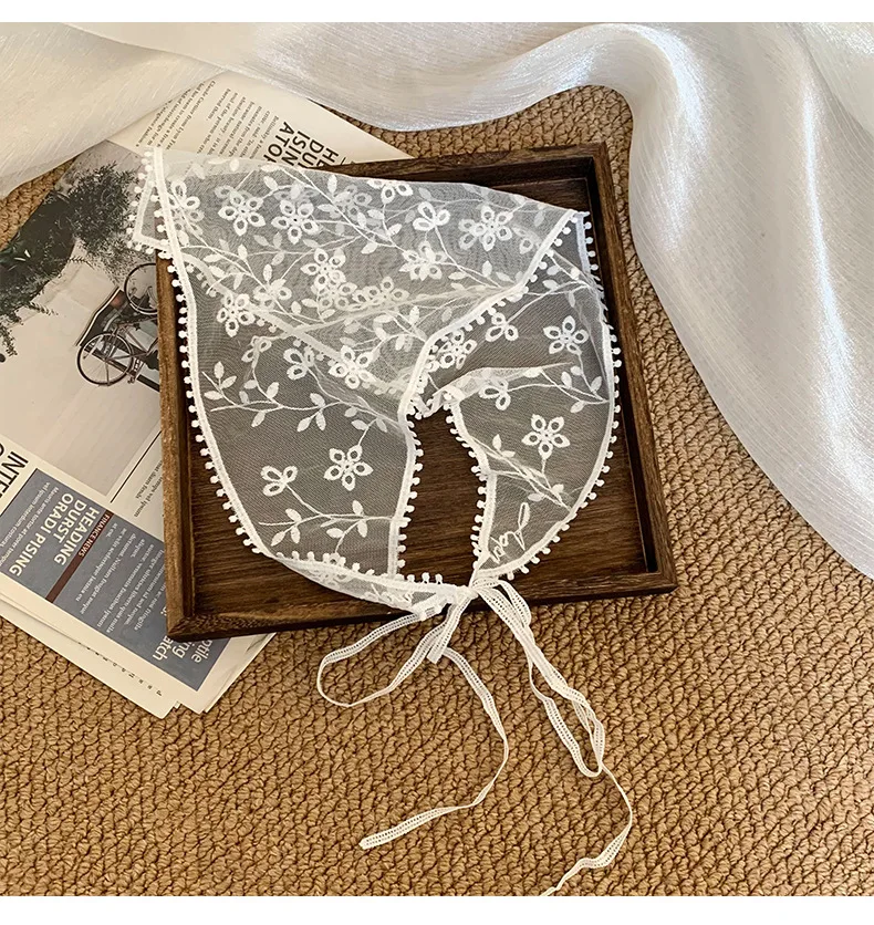 Lace Scarf Multifunctional French Headband Hair Band Triangle Shawl Waist Belt Corset Rustic Spring Style Soft Premium for Women