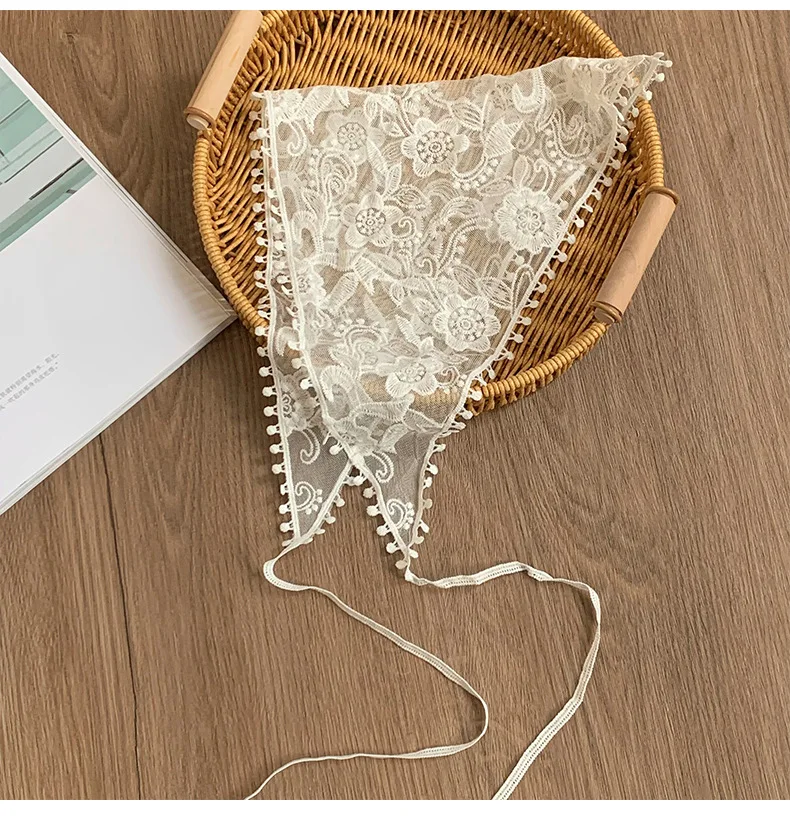 Lace Scarf Multifunctional French Headband Hair Band Triangle Shawl Waist Belt Corset Rustic Spring Style Soft Premium for Women