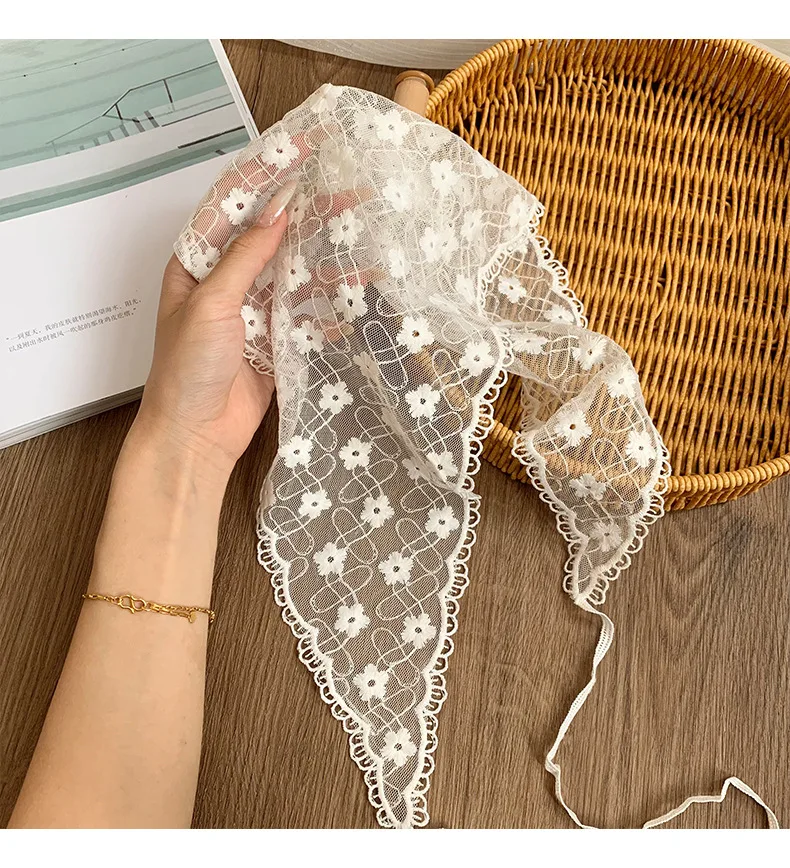 Lace Scarf Multifunctional French Headband Hair Band Triangle Shawl Waist Belt Corset Rustic Spring Style Soft Premium for Women