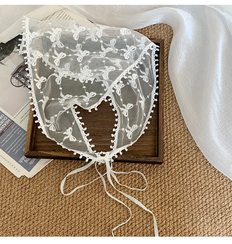 Lace Scarf Multifunctional French Headband Hair Band Triangle Shawl Waist Belt Corset Rustic Spring Style Soft Premium for Women