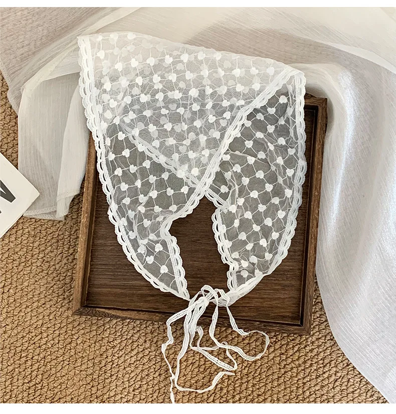 Lace Scarf Multifunctional French Headband Hair Band Triangle Shawl Waist Belt Corset Rustic Spring Style Soft Premium for Women