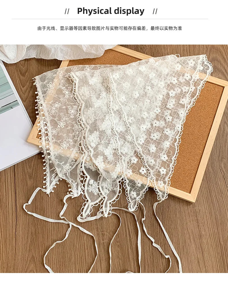 Lace Scarf Multifunctional French Headband Hair Band Triangle Shawl Waist Belt Corset Rustic Spring Style Soft Premium for Women